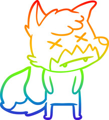 rainbow gradient line drawing cartoon dead fox