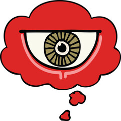 cartoon eye symbol and thought bubble