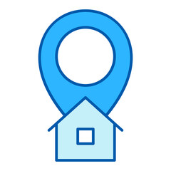 Location sign and house - delivery destination - icon, illustration on white background, similar style