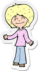sticker of a cartoon happy woman