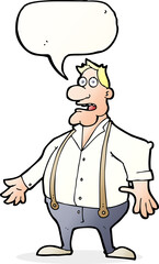 cartoon shocked man with speech bubble