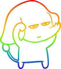 rainbow gradient line drawing annoyed cartoon elephant