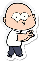 sticker of a cartoon bald man staring