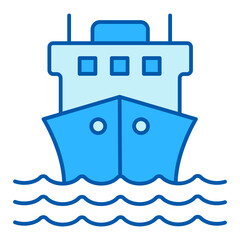 Delivery of goods and mail by sea - a ship on the waves - icon, illustration on white background, similar style