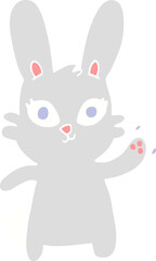 cute flat color illustration cartoon rabbit waving