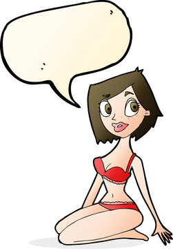 recommend clip art: cartoon pretty woman in underwear with speech bubble