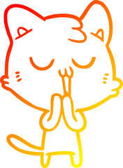 warm gradient line drawing cartoon cat singing
