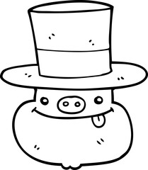 cartoon pig wearing top hat