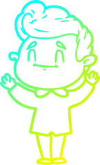 cold gradient line drawing happy cartoon man