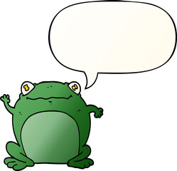 cartoon frog and speech bubble in smooth gradient style