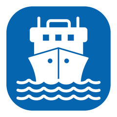 Obraz premium Delivery of goods and mail by sea - a ship on the waves - icon, illustration on white background, color glyph style