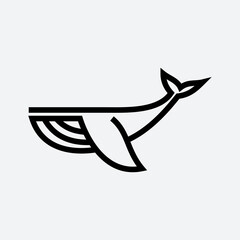 whale simple line icon logo vector design, modern logo pictogram design of whale in abstract line design style