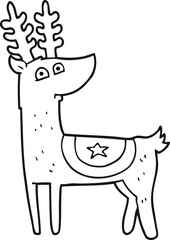 black and white cartoon reindeer