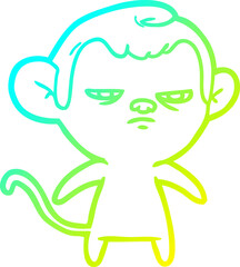 cold gradient line drawing cartoon monkey