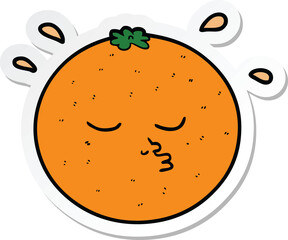 sticker of a cartoon orange with face