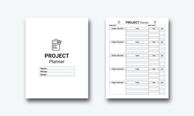 Project and goal planner template.  Project and goal planner template. Vector illustration.