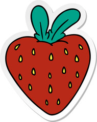 sticker cartoon doodle of a fresh strawberry