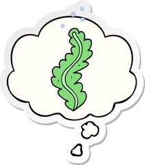 cartoon seaweed and thought bubble as a printed sticker