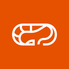 shrimp or lobster simple line icon logo vector design, modern logo pictogram design of sea food in abstract outline logo