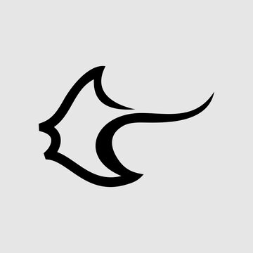 recommend clip art: simple stingray line icon logo vector design, modern logo pictogram design of manta ray fish 