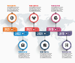 Timeline infographic concept data diagram with 6 options