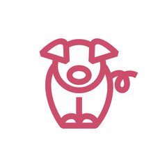 pink swine simple line icon logo vector design, modern logo pictogram.  pig piglet for Logo mascot and icon or sign template vector stock illustration