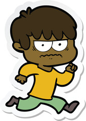 Obraz premium sticker of a annoyed cartoon boy