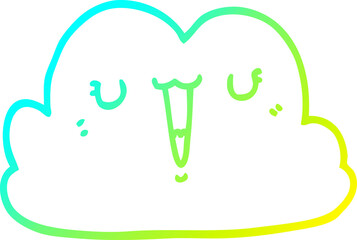 cold gradient line drawing cute cartoon cloud