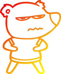 warm gradient line drawing annoyed bear cartoon