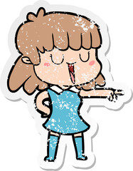 distressed sticker of a cartoon woman