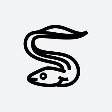 recommend clip art: simple eel line icon logo vector design. Eel fish icon. Black line vector isolated icon on white background. moray eel vector 