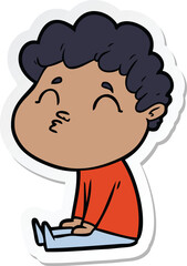 sticker of a cartoon man pouting