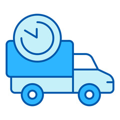 Car with parcels and timer, fast delivery - icon, illustration on white background, similar style