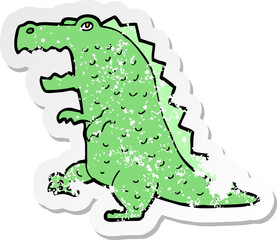 retro distressed sticker of a cartoon dinosaur