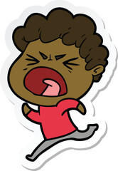 sticker of a cartoon furious man