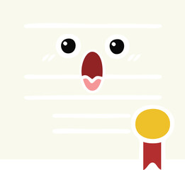 flat color retro cartoon graduation diploma