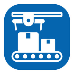 Parcels move along the conveyor at the distribution point - icon, illustration on white background, color glyph style