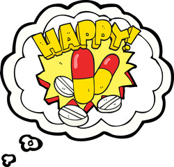 thought bubble cartoon happy pills