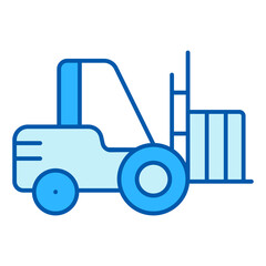 Wheel loader with box - icon, illustration on white background, similar style