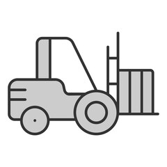 Wheel loader with box - icon, illustration on white background, grey style