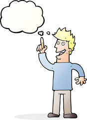 cartoon man with great new idea with thought bubble