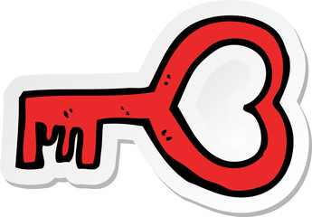 sticker of a cartoon heart shaped key