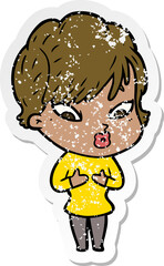 distressed sticker of a cartoon woman