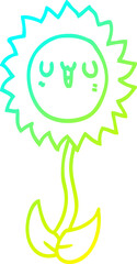 cold gradient line drawing cartoon flower