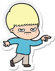 sticker of a angry cartoon boy