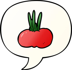 cartoon vegetable and speech bubble in smooth gradient style
