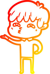 warm gradient line drawing cartoon curious man