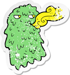 retro distressed sticker of a cartoon gross ghost