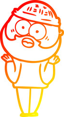 Fototapeta premium warm gradient line drawing cartoon bearded man