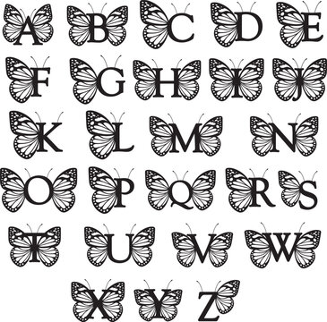 Butterfly split monogram frame. Clipart image